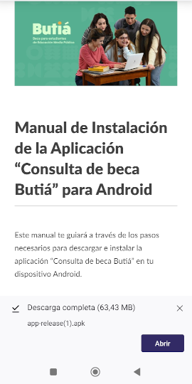 Abrir la aplicación para instalar