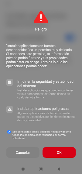 Aceptar los permisos